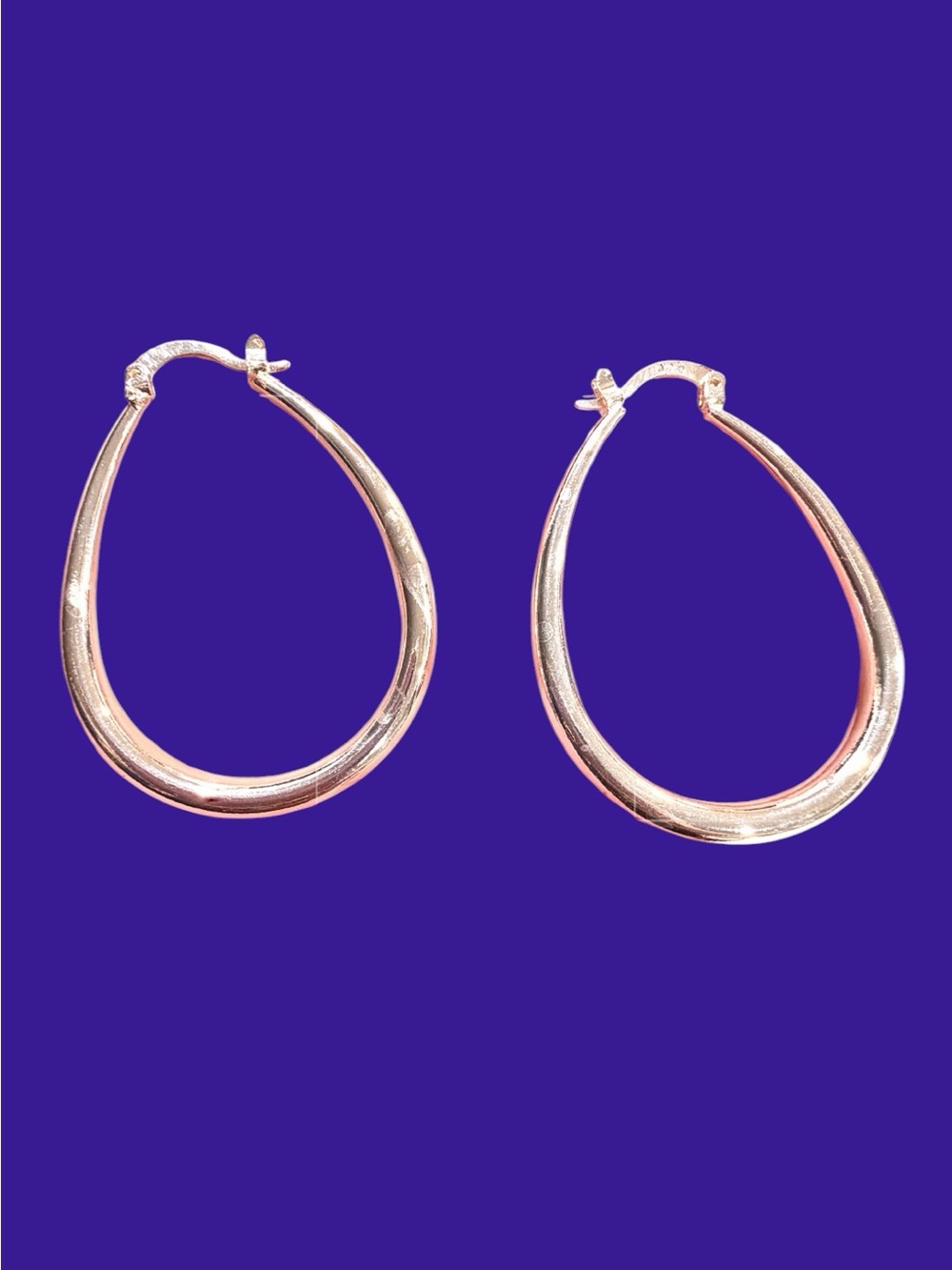 925 Sterling Silver Teardrop Hoop Earrings Large 2"